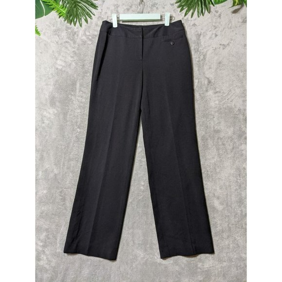 ATELIER Pants - ATELIER Women Dress Pants Solid Black Flat Front Straight Leg Zip Close SIZE 4P
